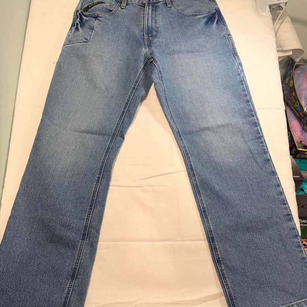 Ariat Rebar M4 Relaxed Boot Cut Jeans Mens 30x30 Light Medium Wash Workwear
